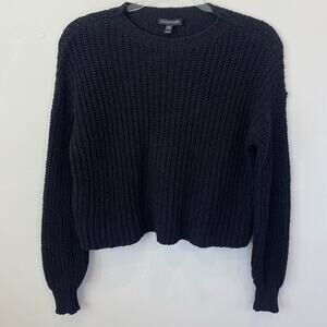Eileen Fisher Organic Cotton Rib Knit Oversized Shaker Sweater pullover xs black